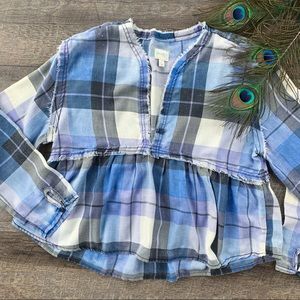 💙💙LOVE, FIRE Plaid Top